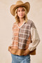 BiBi Plaid And Stripe Mix And Match Top With Open Seam