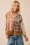 BiBi Plaid And Stripe Mix And Match Top With Open Seam