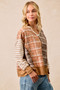 BiBi Plaid And Stripe Mix And Match Top With Open Seam