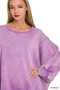 Zenana Acid Washed Batwing Sleeve Fleece Sweatshirt