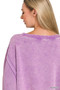 Zenana Acid Washed Batwing Sleeve Fleece Sweatshirt