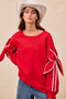BiBi Bow Detail Sleeves Fleece Sweatshirt