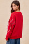 BiBi Bow Detail Sleeves Fleece Sweatshirt