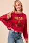 BiBi Christmas Theme Sequin Lattering Sweater