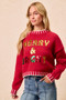 BiBi Christmas Theme Sequin Lattering Sweater