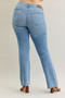 Judy Blue Full Size Mid Rise Bootcut Jeans with Contrast Wash & Front Patch Pockets Plus Size