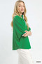 Umgee Textured Knit Top with Striped Contrast Trim