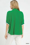 Umgee Textured Knit Top with Striped Contrast Trim