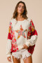 BiBi Floral Print Mixed Star Patch Round Neck Sweatshirt