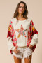 BiBi Floral Print Mixed Star Patch Round Neck Sweatshirt