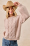 BiBi Cable Knit Sweater with Shoulder Braid Detail