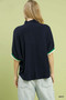 Umgee Textured Knit Top with Striped Contrast Trim