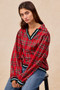 BiBi Christmas Plaid Collared Top with Ruffled Detail