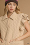 Umgee Corduroy Quilted Ruffle Sleeve Vest