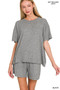 Zenana Soft Melange Short Sleeve Tee and Shorts Set