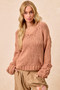BiBi Chunky Knit Sweater with Flower Detail Sleeves