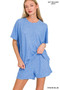 Zenana Soft Melange Short Sleeve Tee and Shorts Set