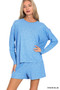 Zenana Soft Melange Long Sleeve Tee and Shorts Set