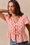 SO ME All Over Heart Ribbon Tie Baby Doll Valentine Blouse