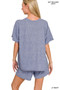 Zenana Soft Melange Short Sleeve Tee and Shorts Set