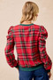 BiBi Christmas Plaid Exaggerated Shoulder Sleeves Top