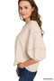 Zenana Balloon Sleeve Top with Contrast Stitching
