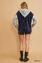 Umgee Contrast Hooded Chenille Jacket