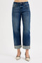 RISEN Slouchy Crop Barrel Cuffed Jeans