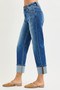 RISEN High Rise Straight Jeans with Distressed Hem