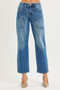 RISEN 4 Way Stretch Mid Rise Barrel Jeans with Patch Pocket Detail