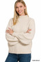 Zenana Balloon Sleeve Mock Neck Sweater
