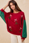 BiBi Christmas Theme Tree Embroidered Sweater