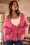 SO ME Soft Touch Hairy Loose Fit Cozy Sweater Cardigan