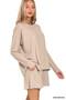 Zenana Soft Melange Long Sleeve Tee and Shorts Set