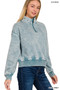 Zenana Acid Wash Fleece Half Zip Sweatshirt