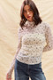 SO ME Floral Print Textured Long Sleeve Knit Top