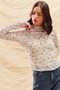 SO ME Floral Print Textured Long Sleeve Knit Top