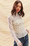 SO ME Floral Print Textured Long Sleeve Knit Top