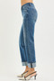 RISEN Full Size 4 Way Stretch Slouchy Straight Jeans with Cuffed Hem Plus Size