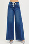 RISEN Full Size Mid Rise Wide Side Pintuck Jeans with Front Drawstring Plus Size