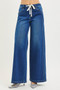 RISEN Full Size Mid Rise Wide Side Pintuck Jeans with Front Drawstring Plus Size