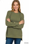Zenana Fleece Hi-low Boyfriend Sweatshirts with Pockets