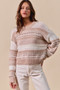 SO ME Variegated Stripe Textured Loose Fit Sweater