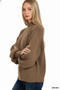 Zenana Balloon Sleeve Mock Neck Sweater