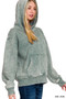 Zenana Fleece Acid Wash Kangaroo Pocket Hoodie