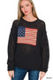 Zenana American Flag Crew Neck Sweater