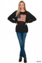 Zenana American Flag Crew Neck Sweater