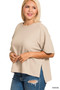 Zenana Full Size Double Knit Side Slits Hi Low Short Sleeve Top Plus Size