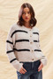 SO ME Stripe Soft Touch Button Cozy Sweater Cardigan