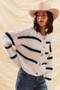SO ME Stripe Soft Touch Button Cozy Sweater Cardigan